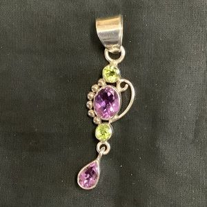 4 stone amethyst and peridot pendant